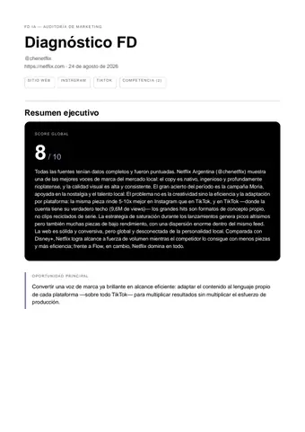 Primera página de la auditoría FD IA